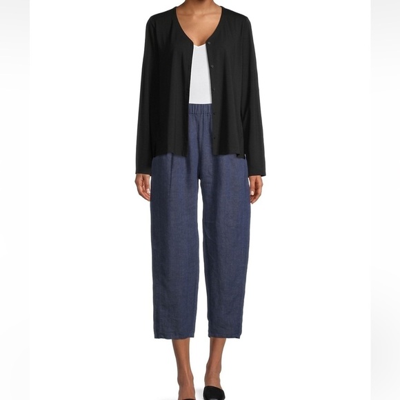 Eileen Fisher Tops - Eileen Fisher V-Neck Button-down Blouse in Black